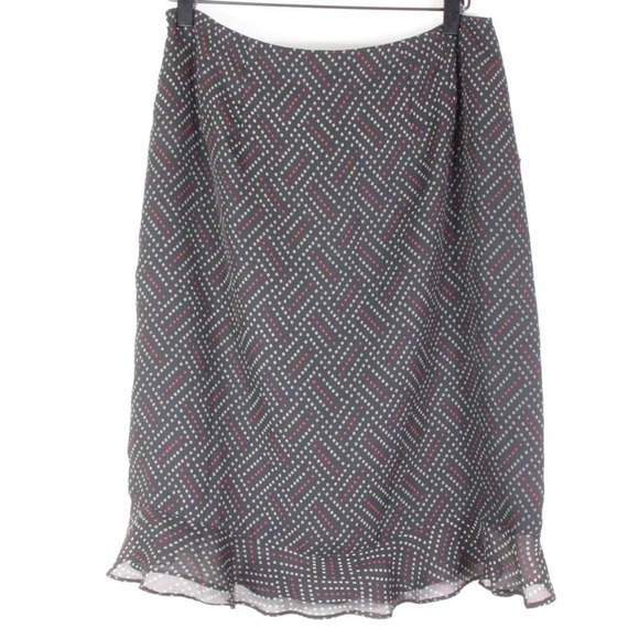 Ann Taylor Factory | Y2K Geometric Print Ruffle Hem Skirt Side Zipper Size 8 - Picture 6 of 6